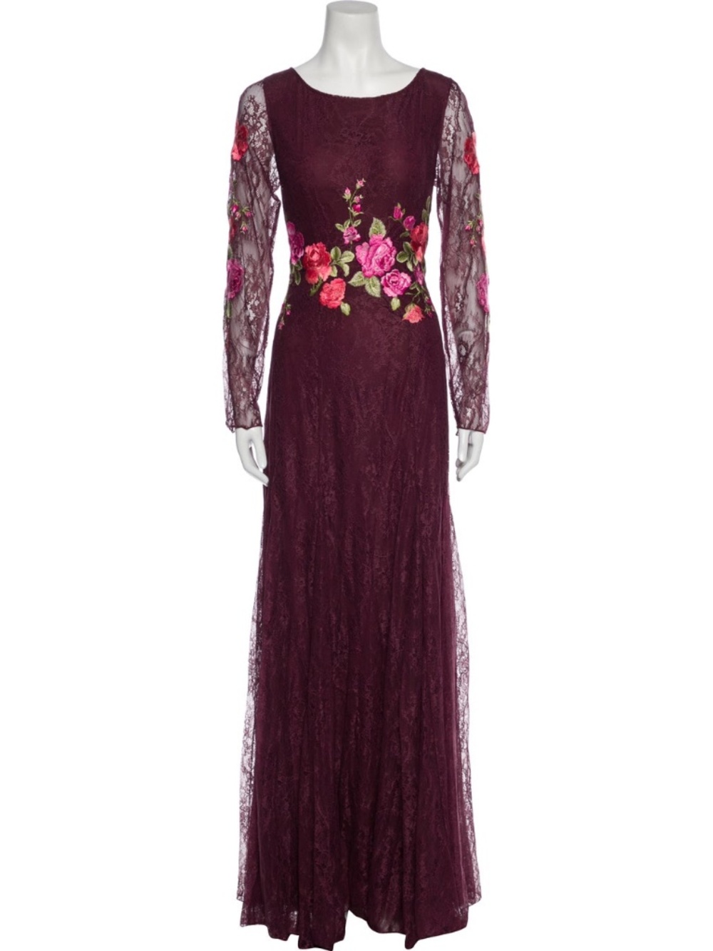 Anna Molinari Blumarine Lace Floral Evening Gown Burgundy NWT Size 4